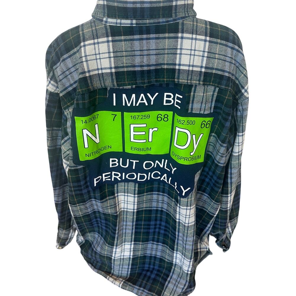 Nerd Plaid Flannel Shirt 2XL Oversized I May Be Nerdy But Only Periodically